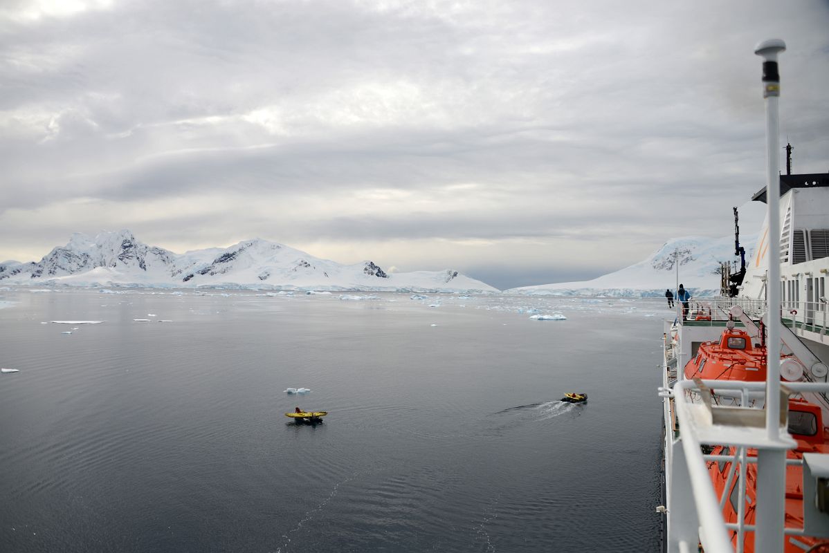 03A Preparing To Launch Kayaks With Lemaire Island At Almirante Brown Station From Quark Expeditions Antarctica Cruise Ship